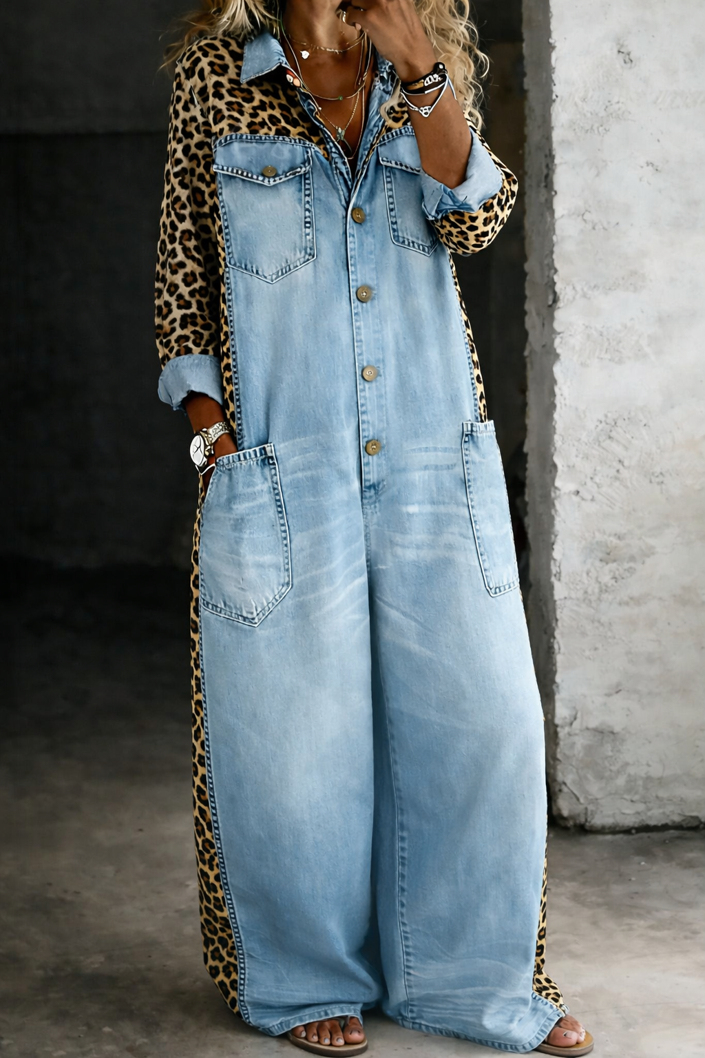 Grace denim-jumpsuit i skjortmodell – vy 7