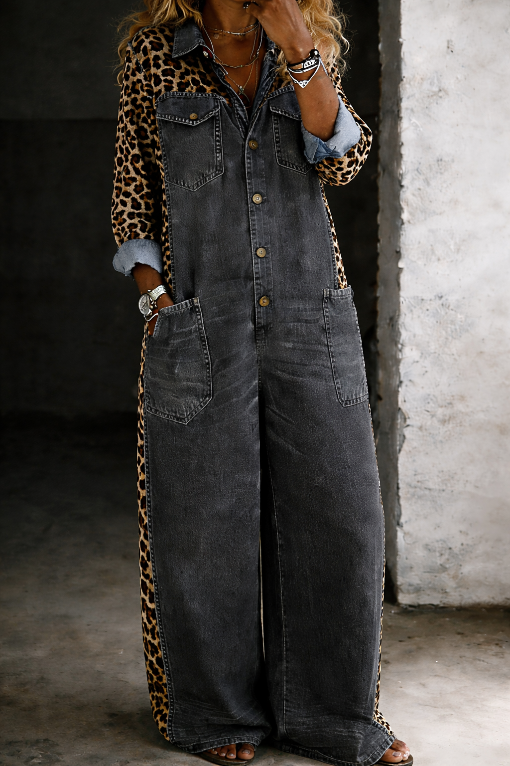 Grace denim-jumpsuit i skjortmodell – vy 25