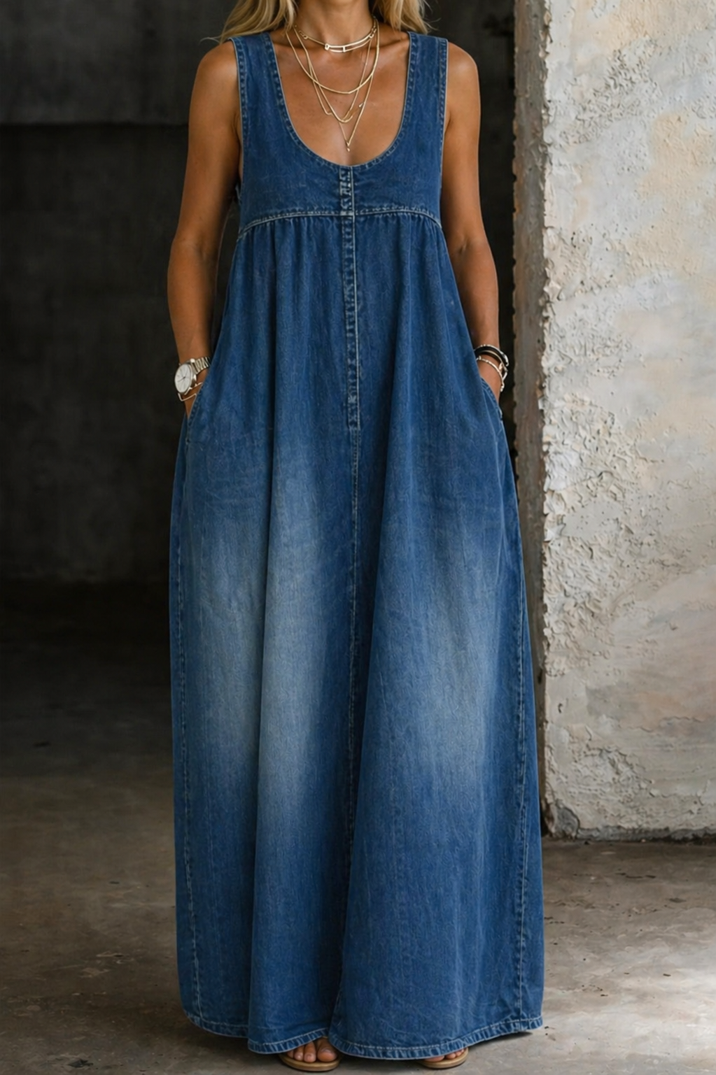 Veronica lös denim-västklänning – vy 13