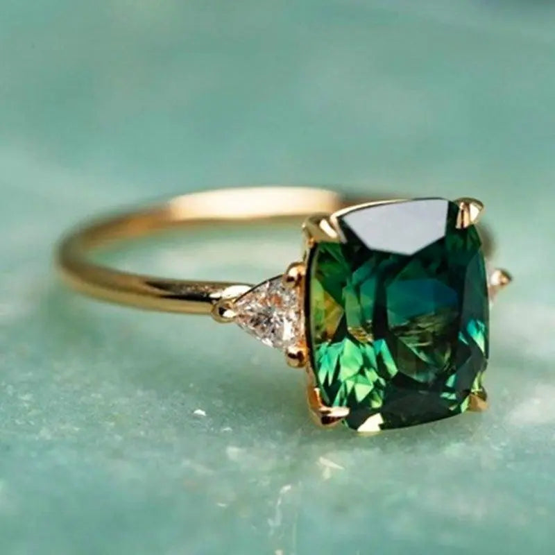 Elegant fyrkantig ring med smaragd – vy 8