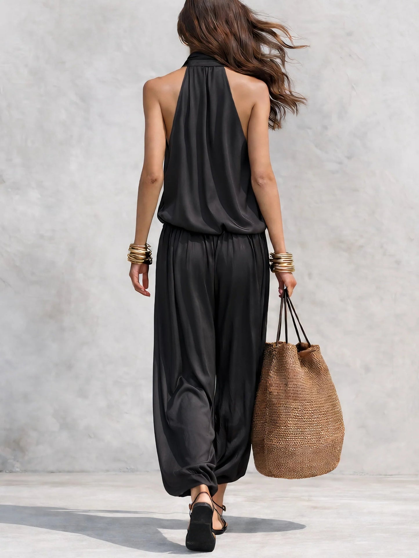 Maya | Set mit Halterneck-Top und plissierter weiter Hose