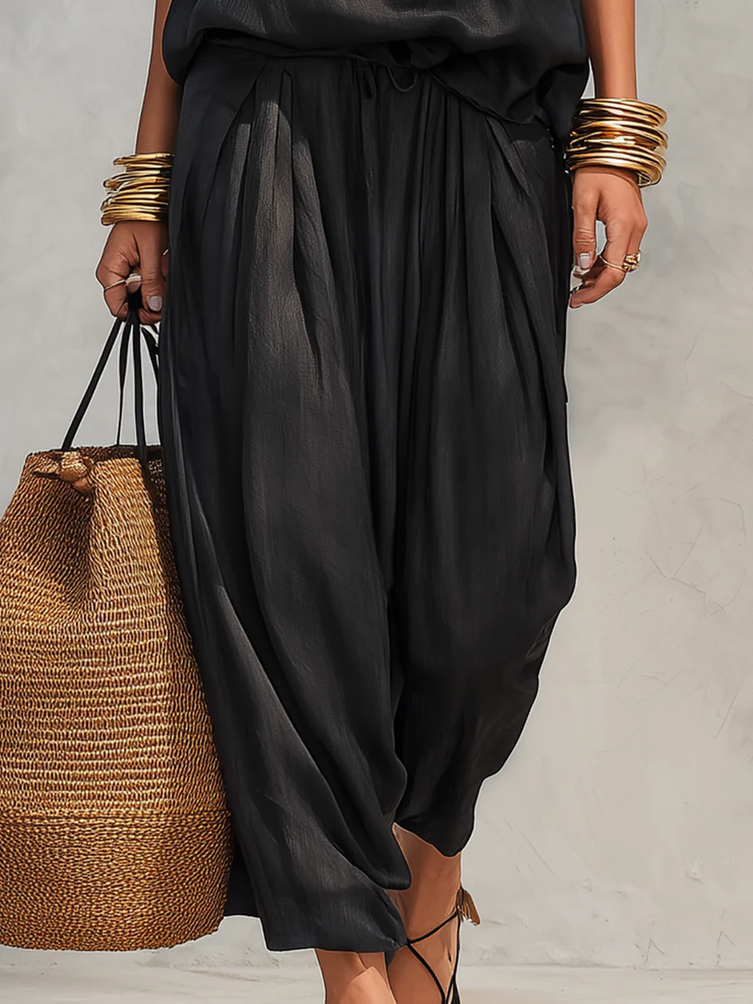 Maya | Set mit Halterneck-Top und plissierter weiter Hose