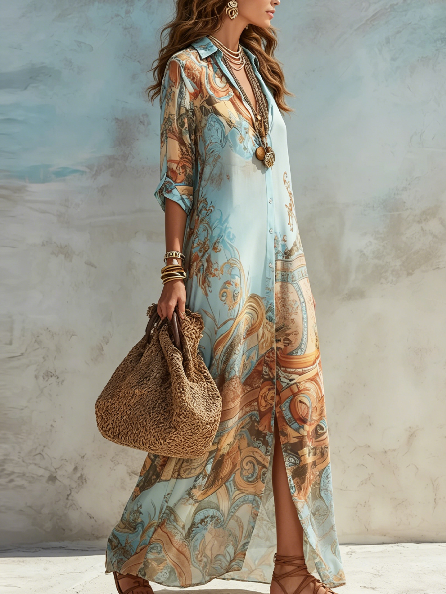 CLEO | Elegantes Mediterran-Blusenkleid