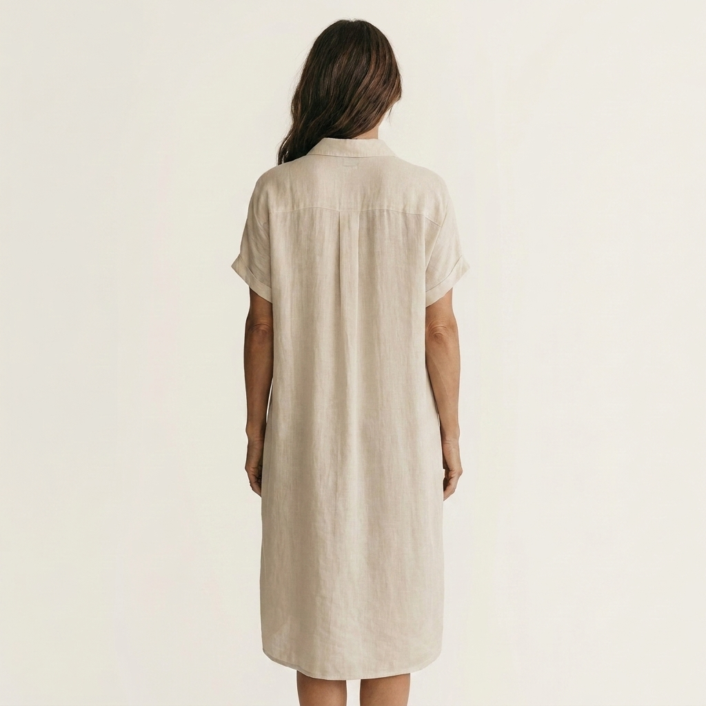 Natalie bomulls-linne midi-skjortklänning – vy 4