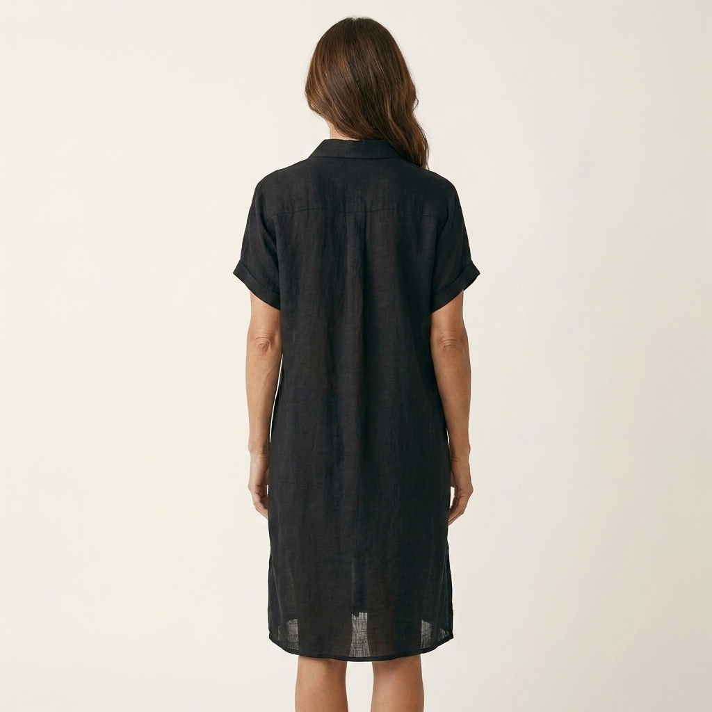 Natalie bomulls-linne midi-skjortklänning – vy 3