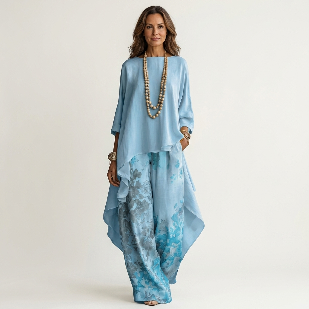 Carola tvådelat bomulls-siden-set – vy 9