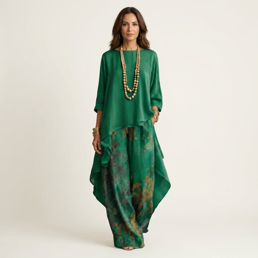 Carola tvådelat bomulls-siden-set – vy 15