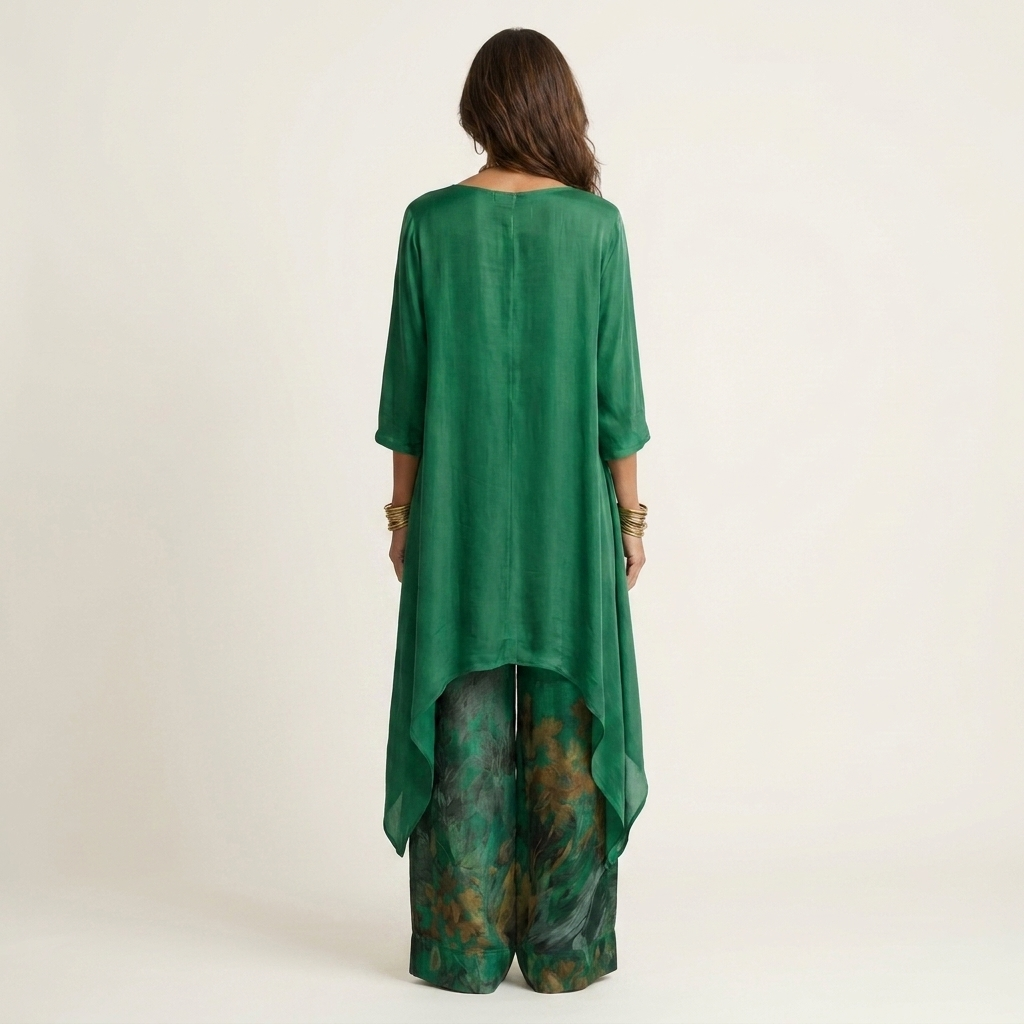 Carola tvådelat bomulls-siden-set – vy 2