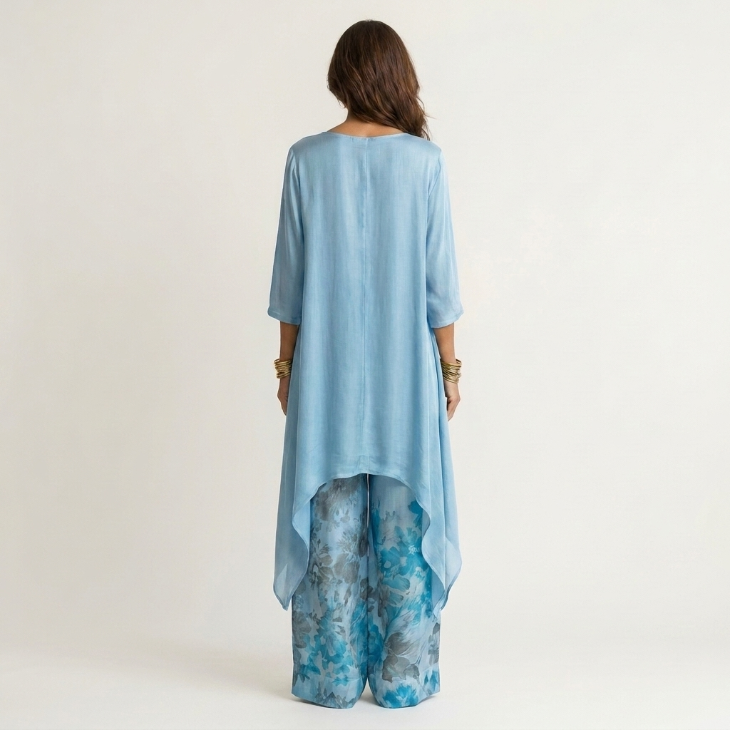 Carola tvådelat bomulls-siden-set – vy 3