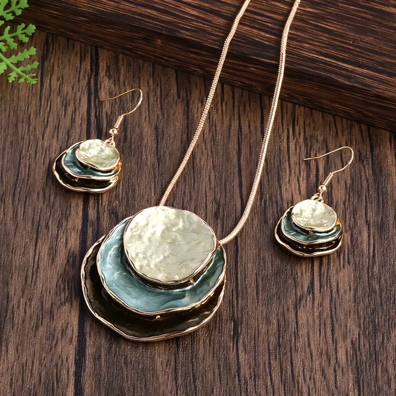 Vintage stenset i blått – halsband och örhängen